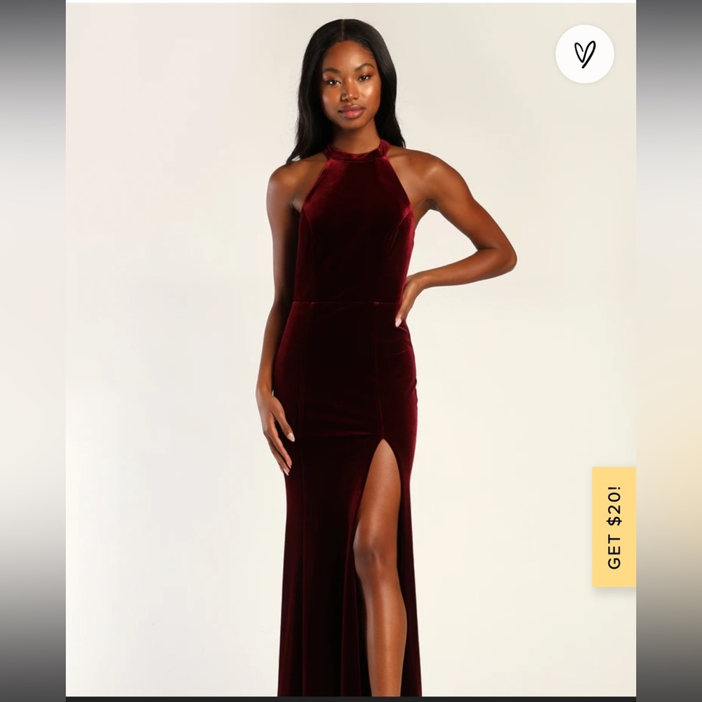Lulus
Make It Classy Burgundy Velvet Halter Mermaid Maxi Dress